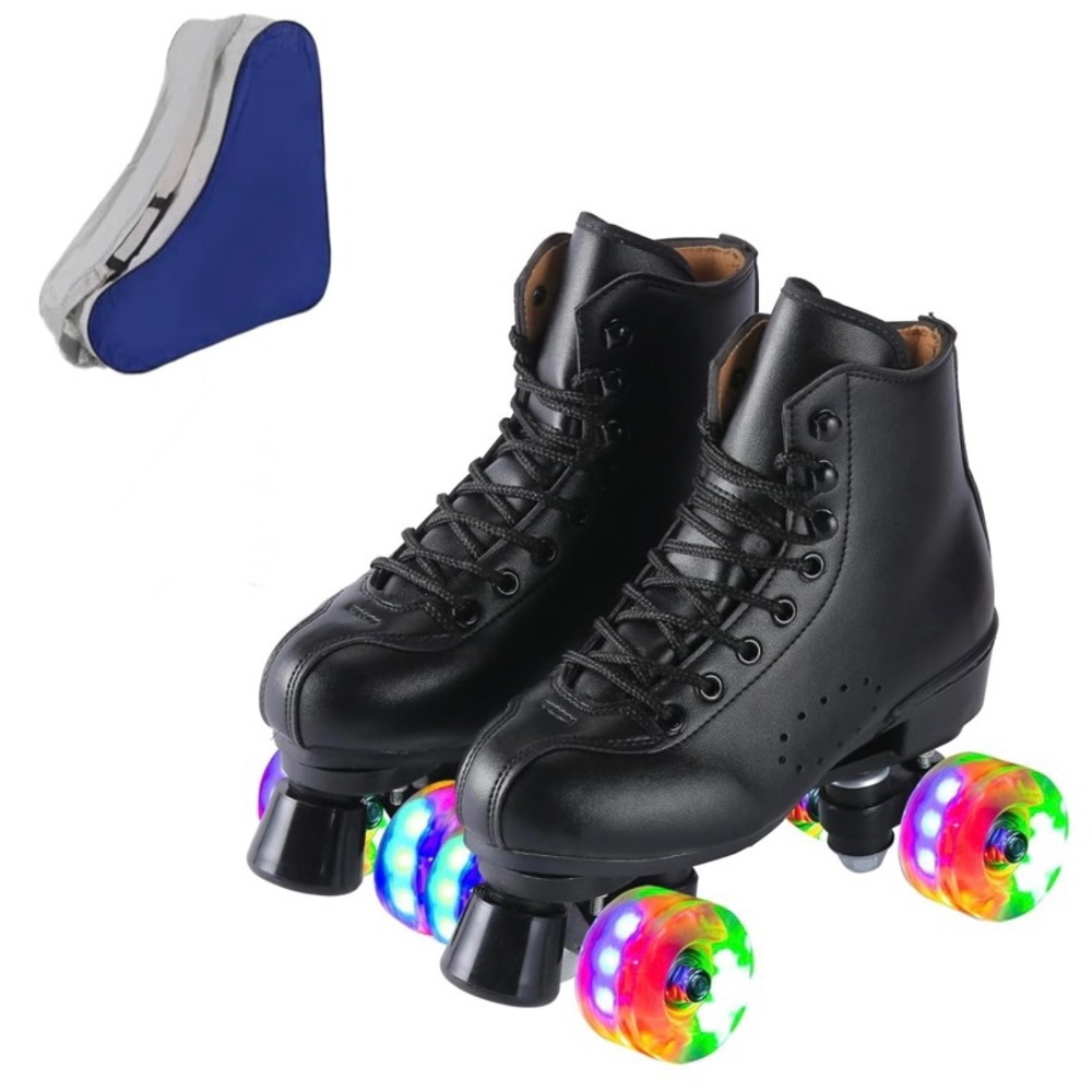 NEW Womens 10.5 / Men’s 9.5 Unisex Roller Skates Light Up Wheels with Carry Bag
